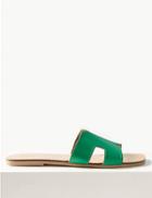 Marks & Spencer Flat Leather Mules Green