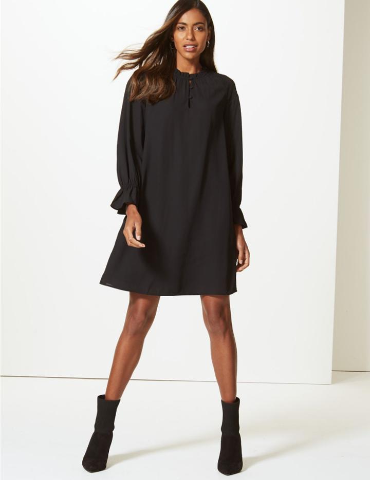 Marks & Spencer Long Sleeve Shift Dress Black