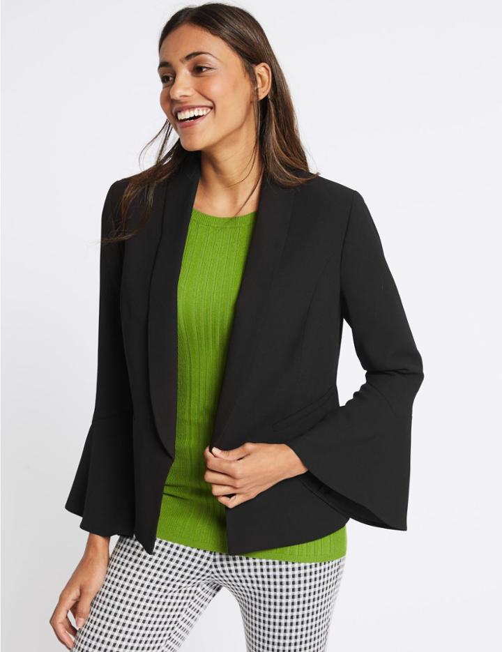 Marks & Spencer Frill Sleeve Blazer Black