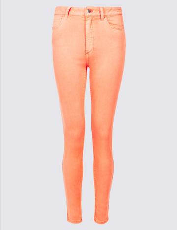 Marks & Spencer Mid Rise Super Skinny Jeans Orange Fizz