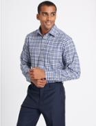 Marks & Spencer Pure Cotton Checked Shirt With Pocket Grey Mix
