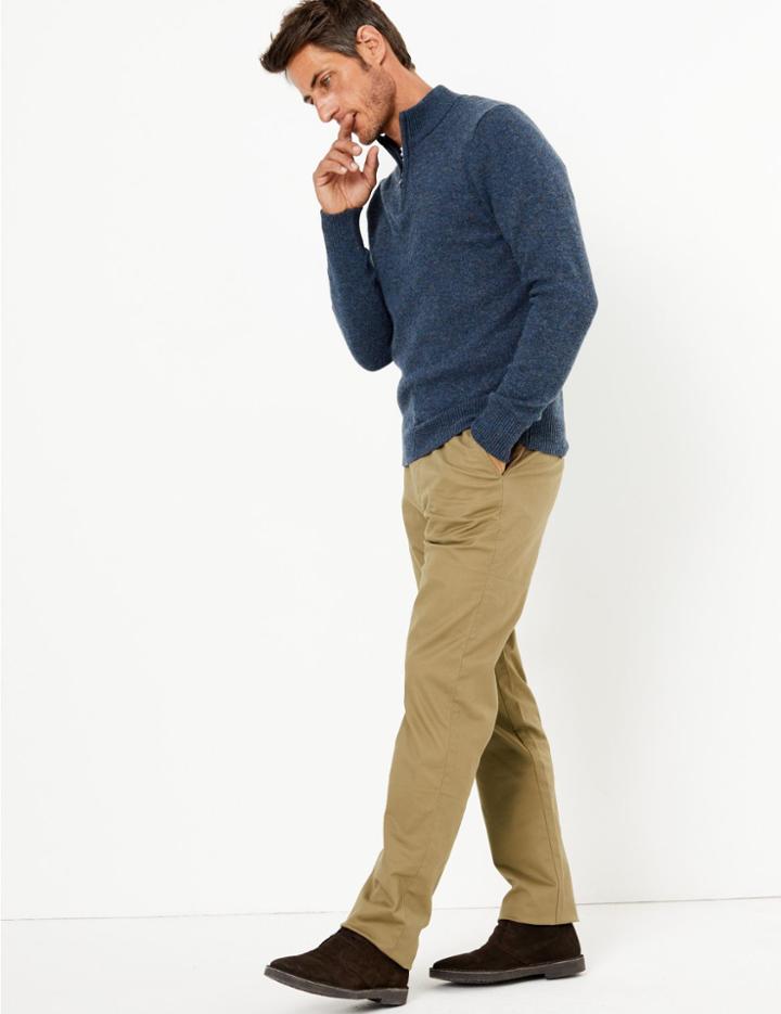 Marks & Spencer Cotton Rich Stretch Chinos Natural