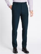 Marks & Spencer Cotton Stretch Slim Fit Flat Front Chinos Dark Teal