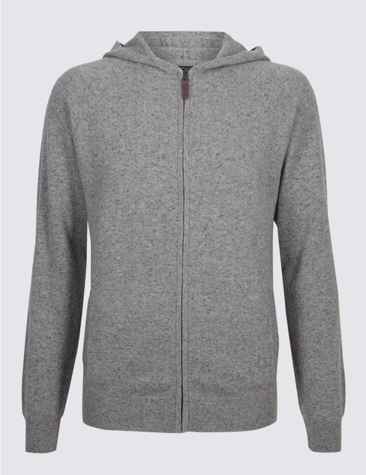 Marks & Spencer Pure Cashmere Slim Fit Hooded Top Grey