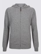Marks & Spencer Pure Cashmere Slim Fit Hooded Top Grey