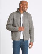 Marks & Spencer Textured Zipped Through Fleece Top Grey Mix