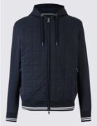 Marks & Spencer Cotton Rich Quilted Hooded Top Navy