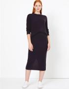 Marks & Spencer Pure Cashmere Ribbed Round Neck Jumper Mulberry