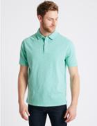 Marks & Spencer Pure Cotton Textured Authentic Polo Shirt Aqua