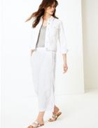 Marks & Spencer Linen Rich Wide Leg Cropped Trousers Soft White