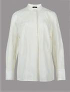 Marks & Spencer Cotton Rich Oversized Embroidered Shirt Cream