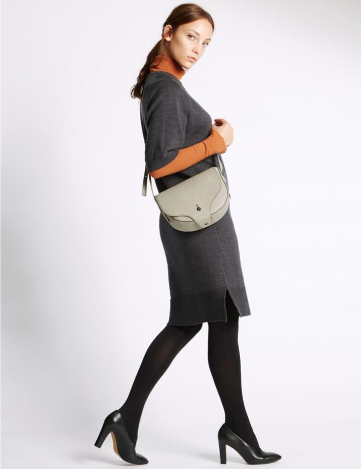 Marks & Spencer Faux Leather Stud Saddle Across Body Bag Grey