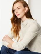 Marks & Spencer Cosy Textured Funnel Neck Top Oatmeal