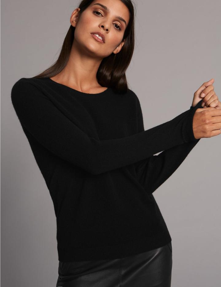 Marks & Spencer Pure Cashmere Ribbed Round Neck Jumper Black