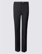 Marks & Spencer Pinstripe Straight Leg Trousers Black Mix
