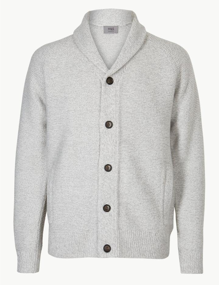 Marks & Spencer Textured Shawl Cardigan Winter White
