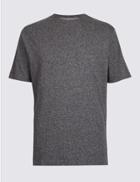 Marks & Spencer Pure Cotton Textured Crew Neck T-shirt Charcoal Mix