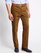 Marks & Spencer Tailored Fit Cotton Rich Corduroy Trousers Camel