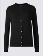 Marks & Spencer Ribbed Round Neck Cardigan Black