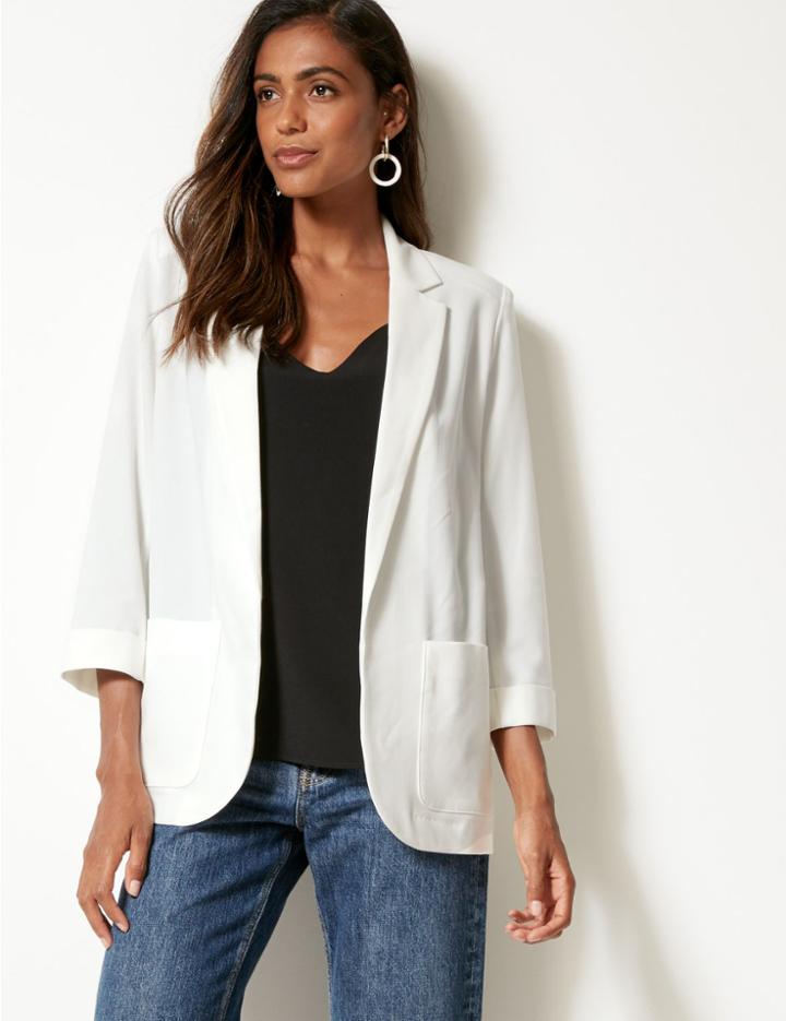 Marks & Spencer Relaxed Patch Pocket Blazer Ivory