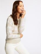 Marks & Spencer Striped Round Neck Recycled Yarn Jumper Stone