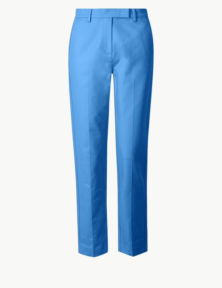 Marks & Spencer Cotton Slim 7/8th Trousers Cornflower