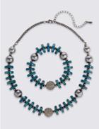 Marks & Spencer Pearl Necklace & Bracelet Set Blue Mix