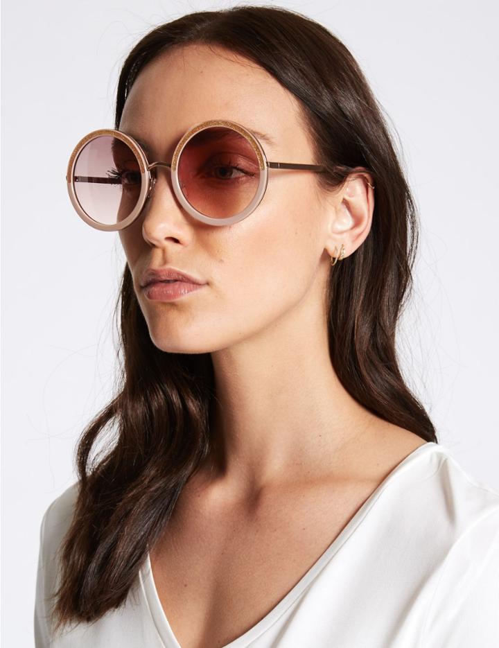 Marks & Spencer Round Glitter Sunglasses Nude