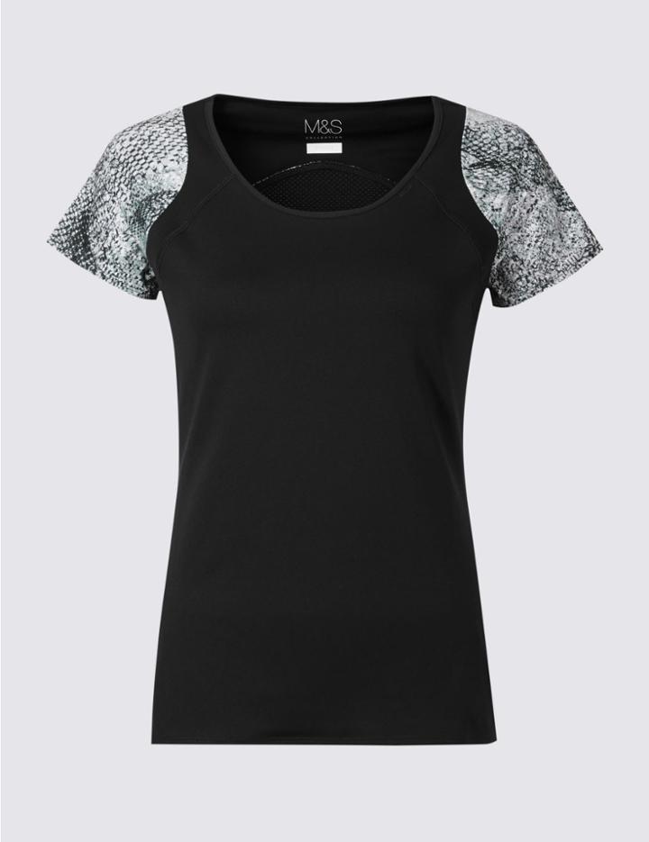 Marks & Spencer Printed Short Sleeve Vest Black Mix