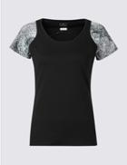 Marks & Spencer Printed Short Sleeve Vest Black Mix