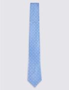 Marks & Spencer Pure Silk Spotted Tie & Pocket Square Set Light Blue Mix