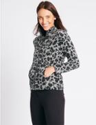 Marks & Spencer Animal Print Fleece Jacket Grey Mix