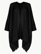 Marks & Spencer Knitted Fringe Detail Wrap Black