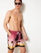 Marks & Spencer Quick Dry Palm Tree Print Swim Shorts Pink Mix