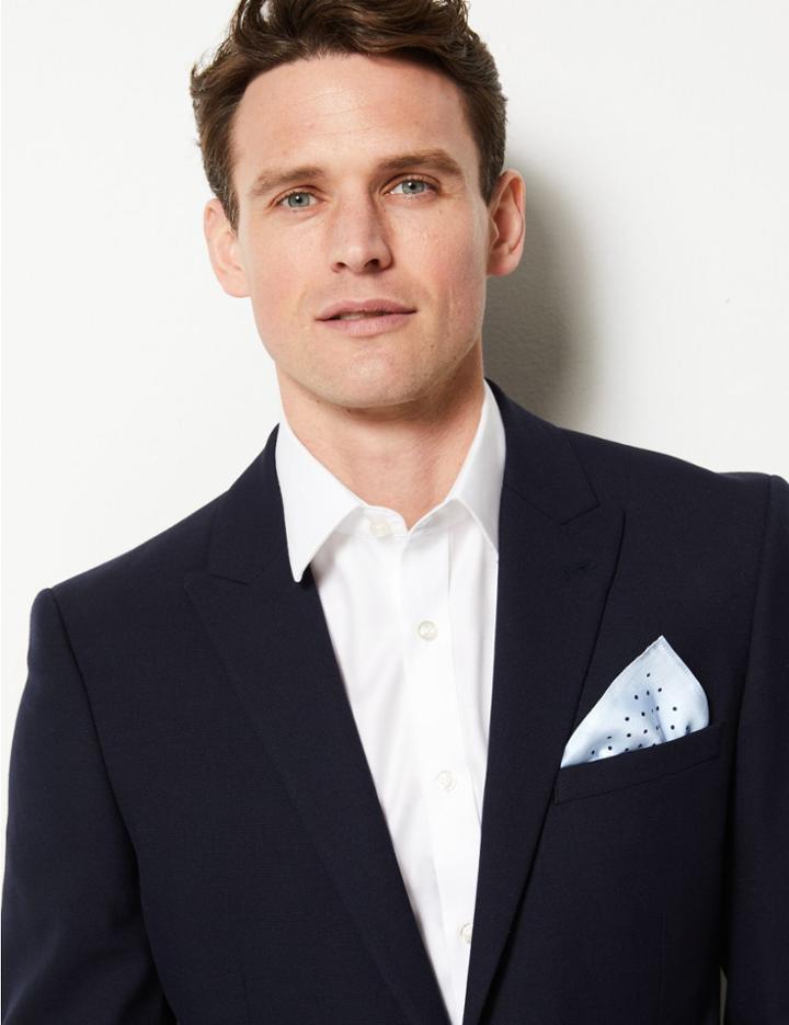 Marks & Spencer Pure Silk Spot Print Pocket Square Blue Mix