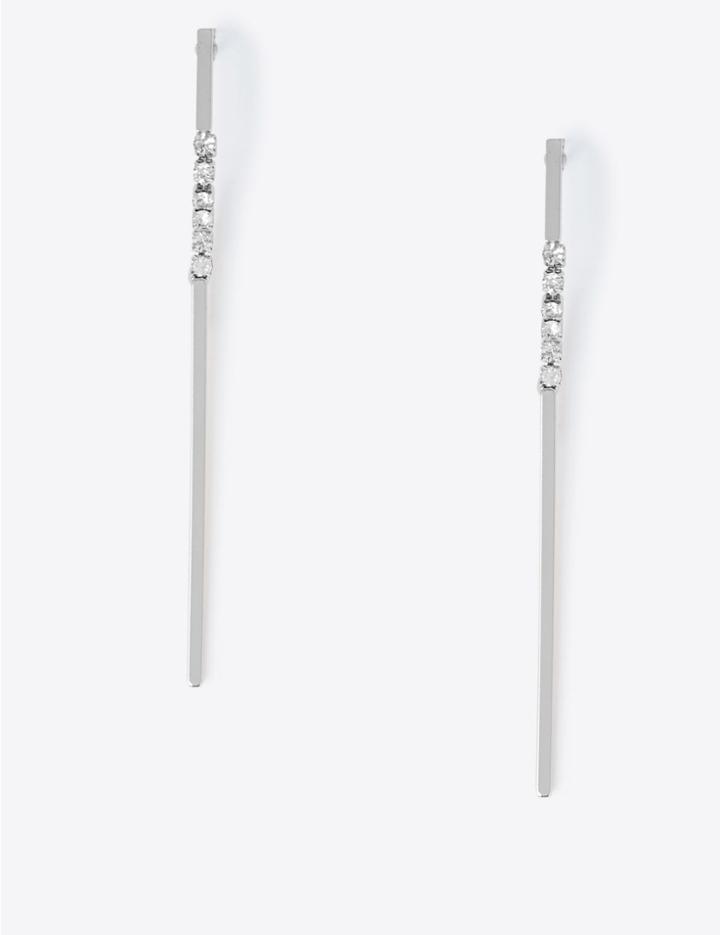 Marks & Spencer Crystal Stick Drop Earrings Silver Mix