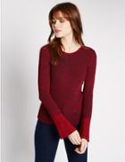 Marks & Spencer Space Dye Fluted Sleeve Jumper Red