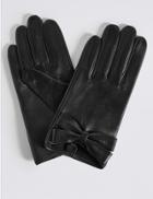 Marks & Spencer Leather Bow Detail Gloves Black
