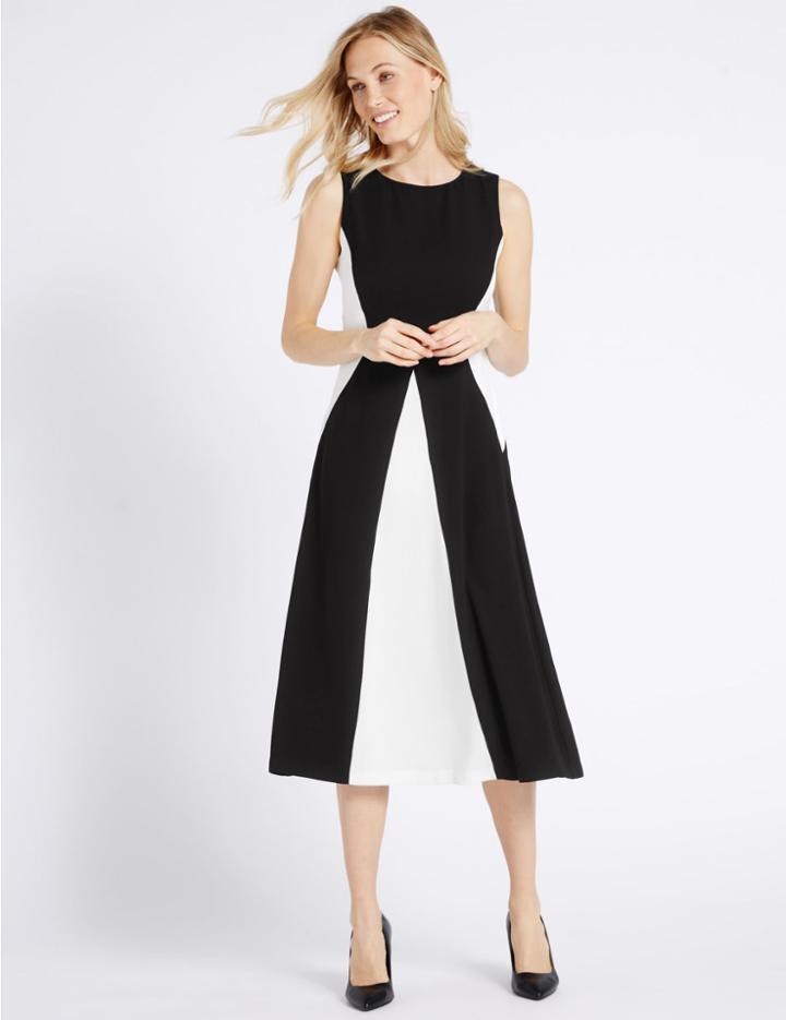 Marks & Spencer Spliced Swing Midi Dress Ivory Mix
