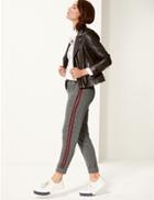 Marks & Spencer Checked Slim Leg Trousers Red Mix
