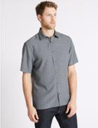 Marks & Spencer Easy Care Geometric Print Shirt Navy