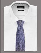 Marks & Spencer Pure Silk Narrow Fit Tie Navy Mix
