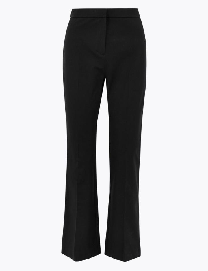 Marks & Spencer Cotton Rich Kickflare 7/8th Trousers Black