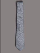 Marks & Spencer Pure Silk Textured Tie Silver Mix