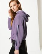 Marks & Spencer Cotton Blend Long Sleeve Cropped Sweatshirt Amethyst