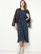 Marks & Spencer Spotted Half Sleeve Tea Midi Dress Navy Mix