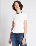 Marks & Spencer Round Neck Short Sleeve T-shirt Ivory