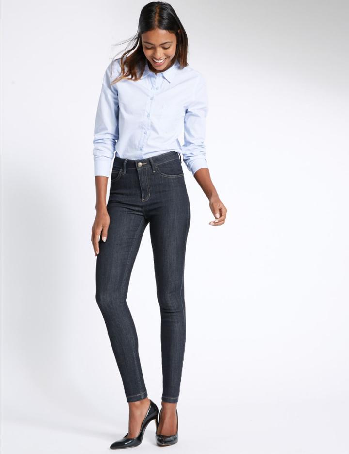 Marks & Spencer Mid Rise Skinny Leg Jeans Indigo Mix