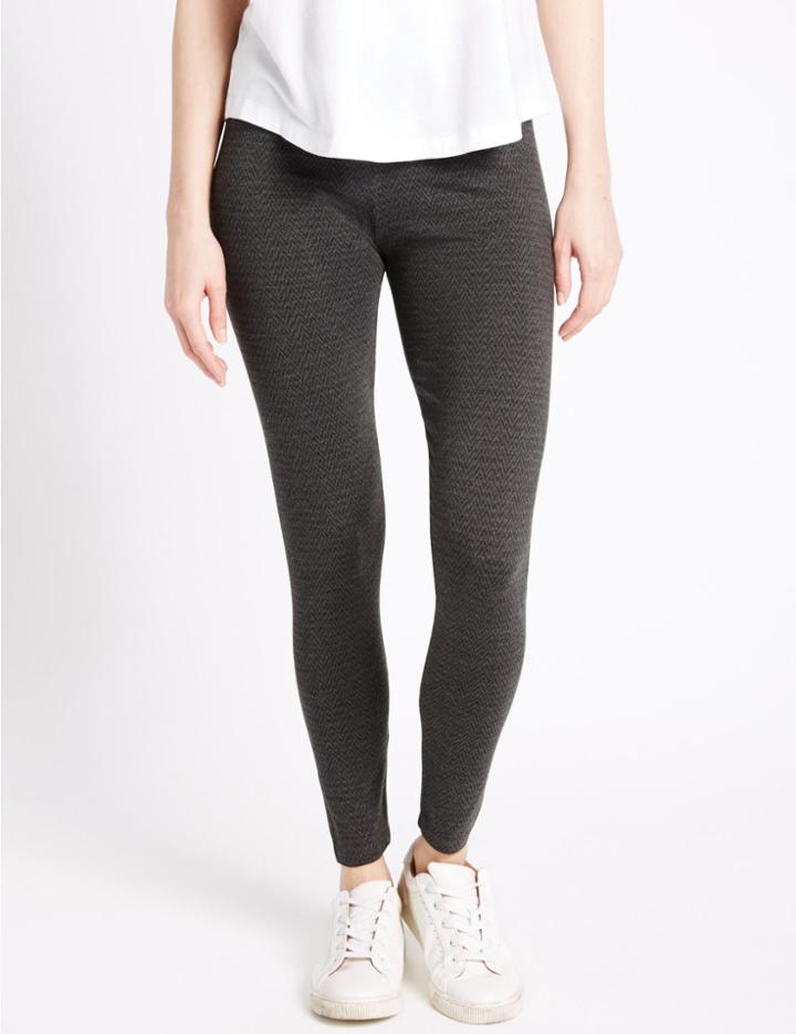 Marks & Spencer Zig Zag Print Leggings Grey Mix
