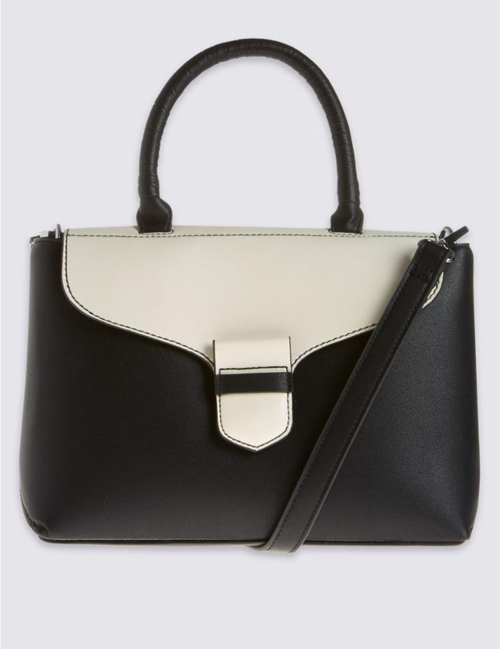 Marks & Spencer Faux Leather Mini Grab Tote Bag Black Mix